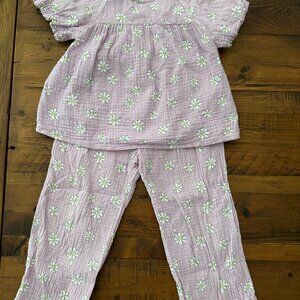 Zara Kids: Textured Gauze Floral Top + Matching Pants